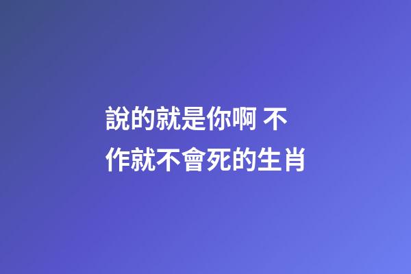 說的就是你啊 不作就不會死的生肖